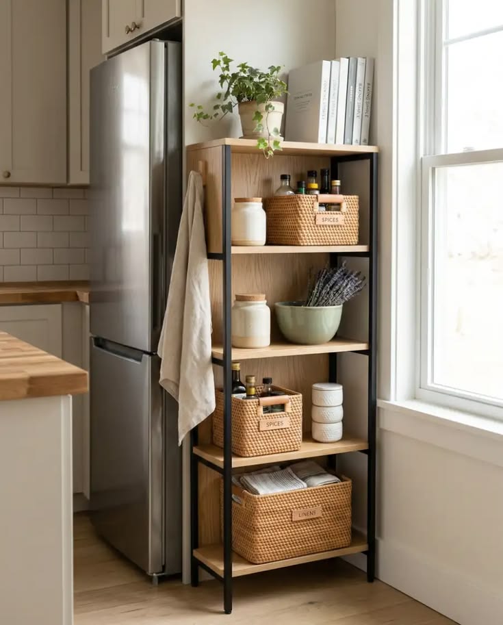 فضای کابینت بندی کنار یخچال