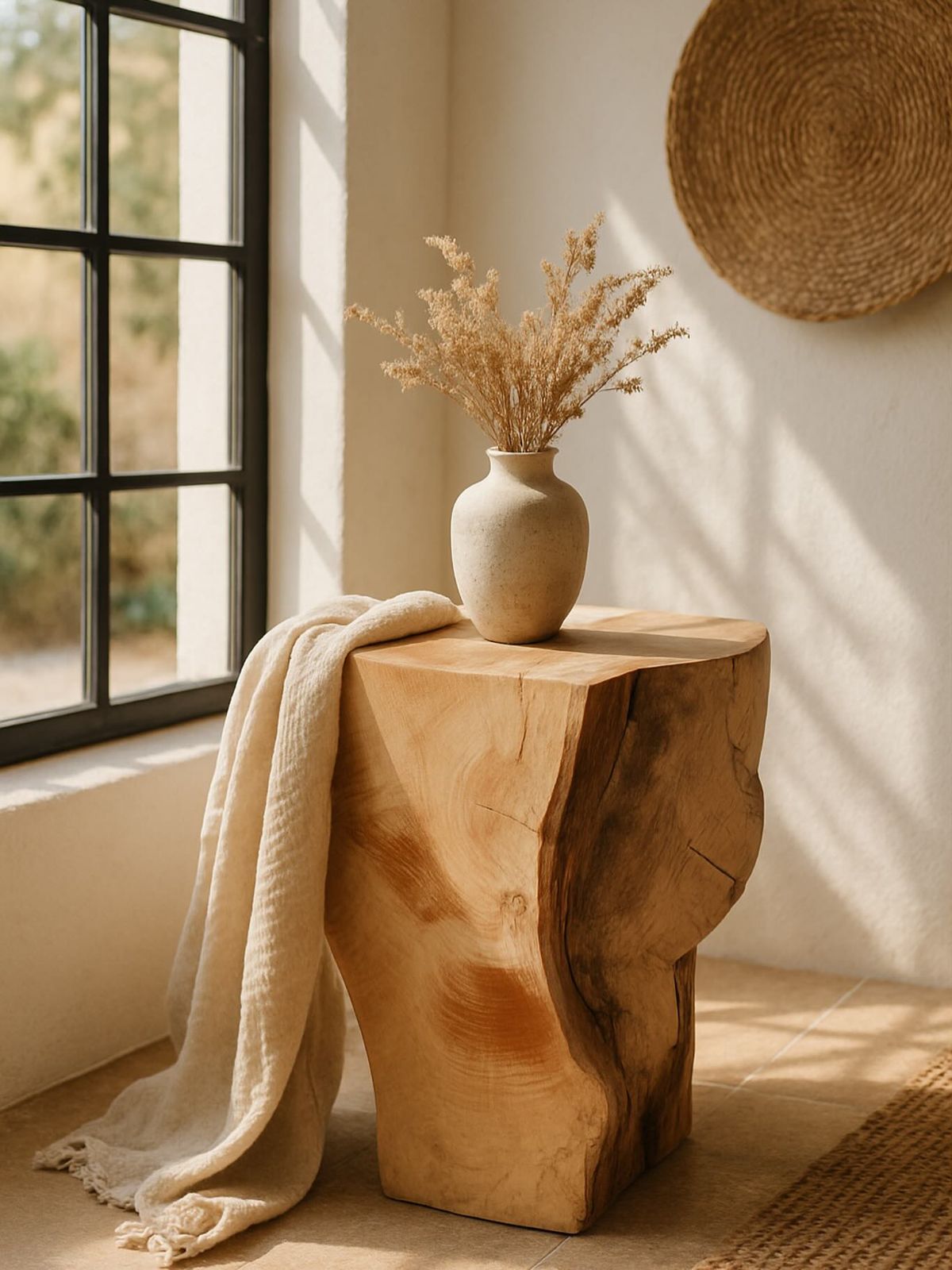 میز عسلی با چوب طبیعی