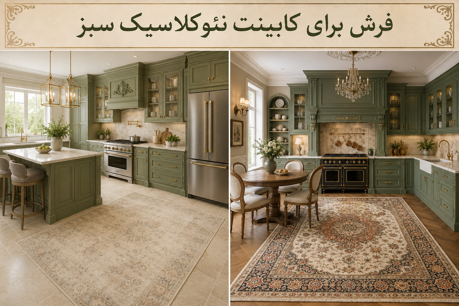 فرش برای کابینت نئوکلاسیک سبز