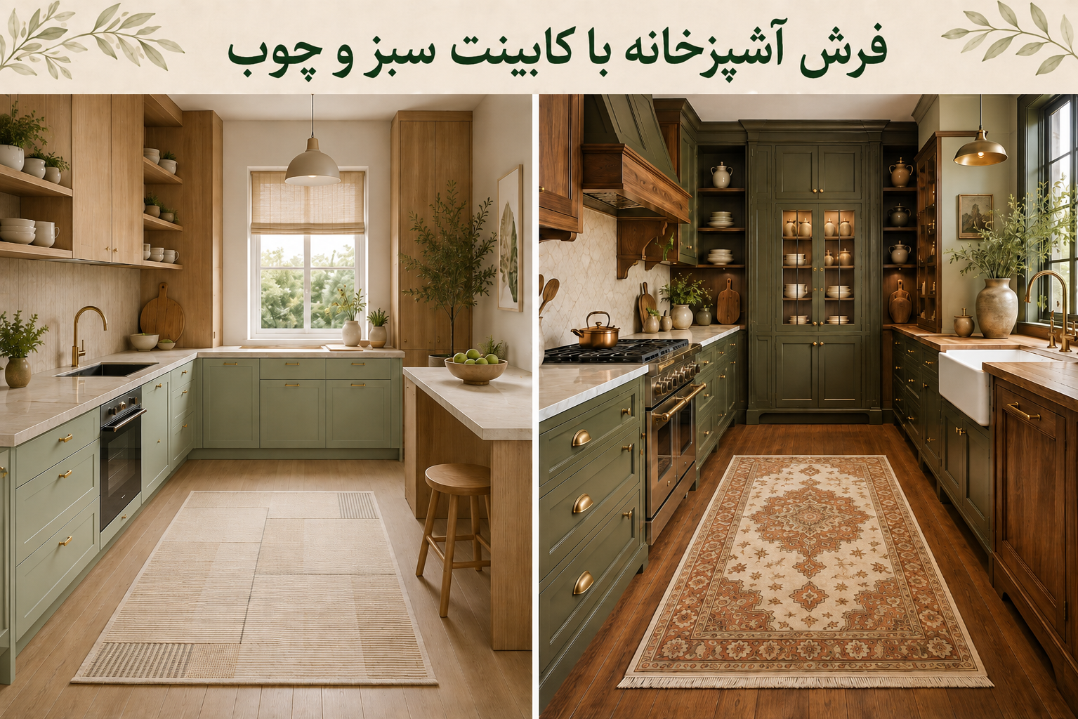 فرش آشپزخانه سبز