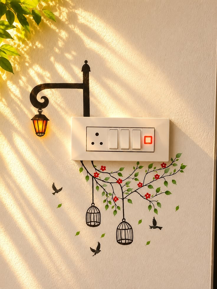 تزیین و نقاشی جالب دور کلید پریز