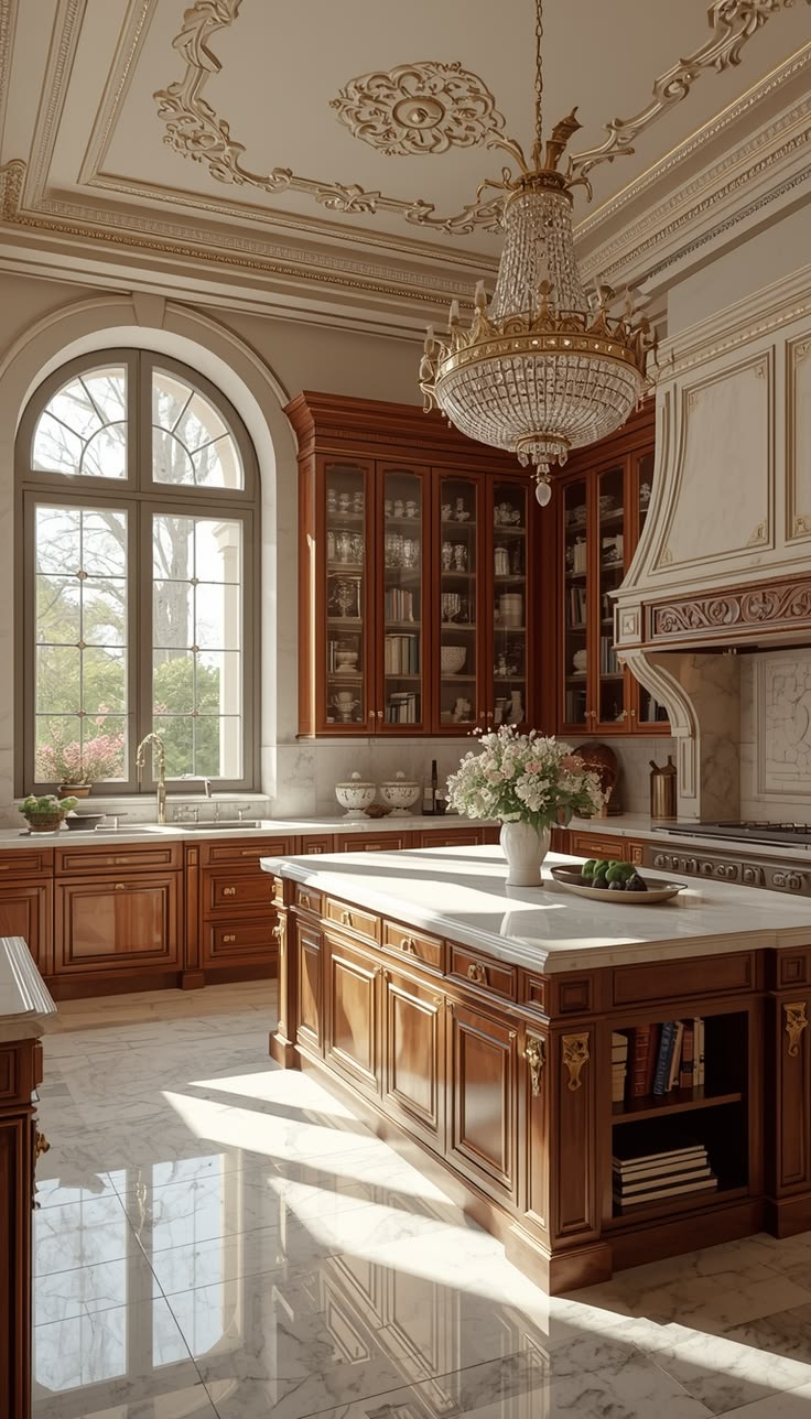 کابینت نئوکلاسیک سفید و چوب