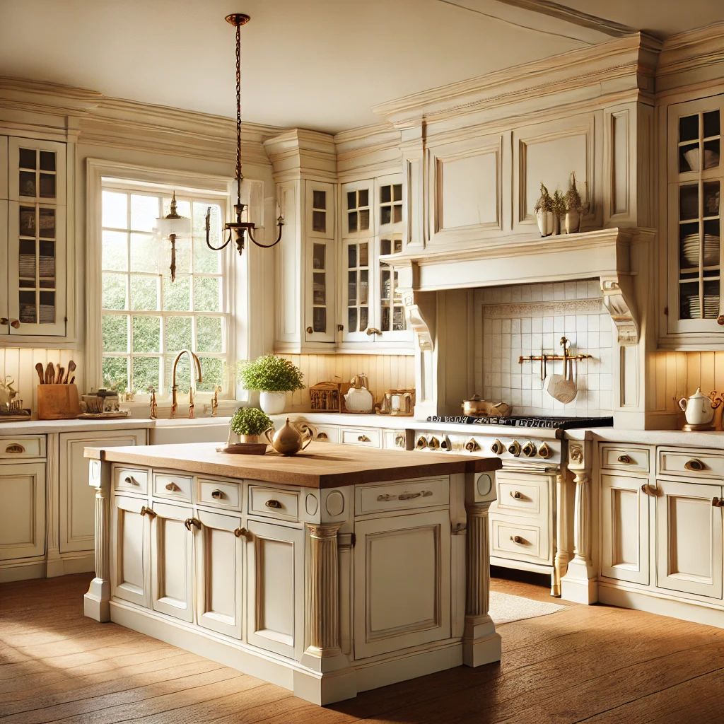 کابینت نئوکلاسیک سفید و چوب