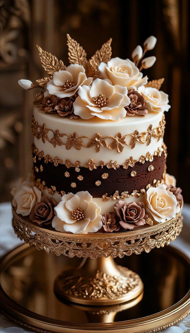 کیک تولد قهوه ای