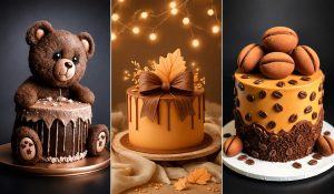 کیک تولد قهوه ای