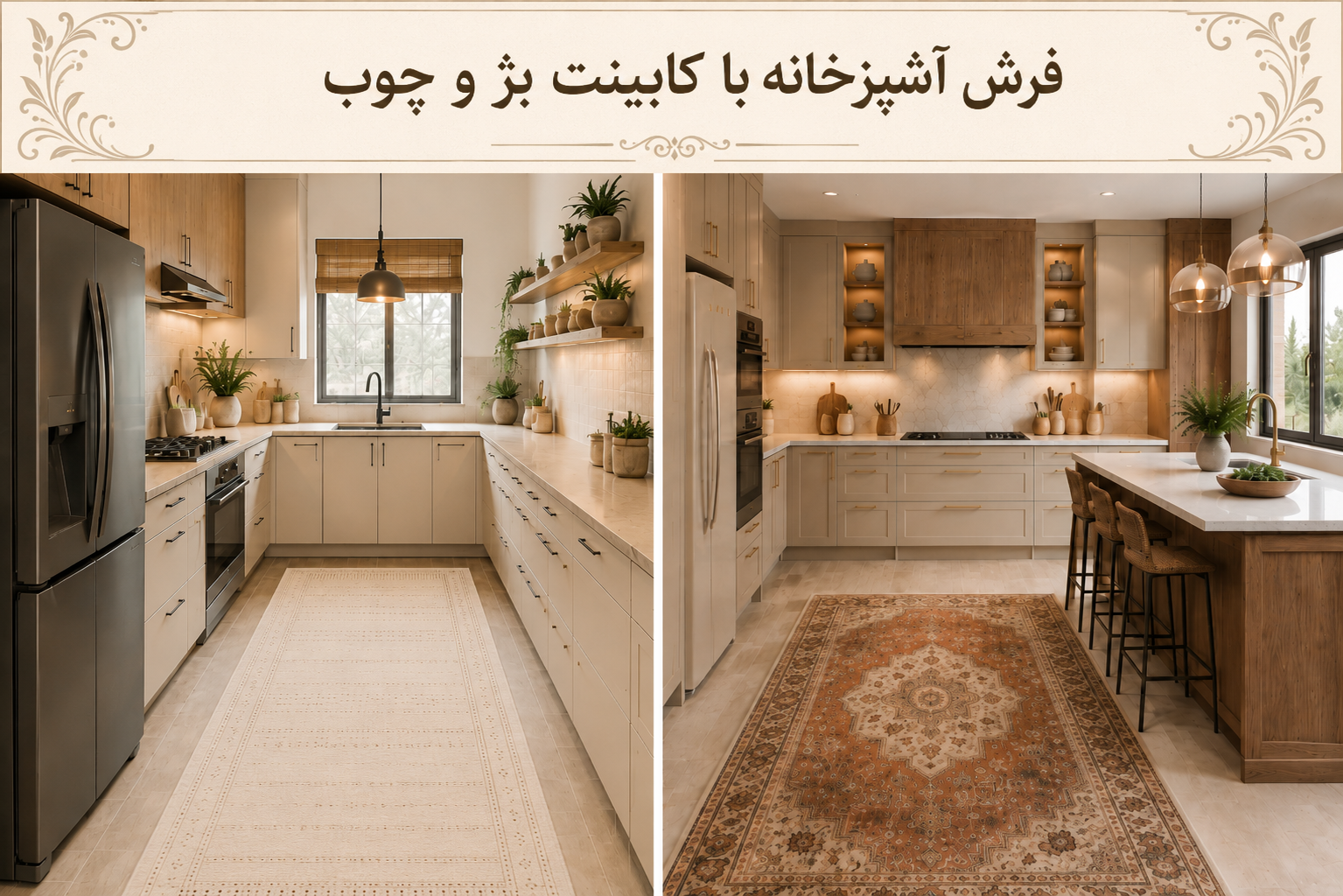 فرش با کابینت بژ