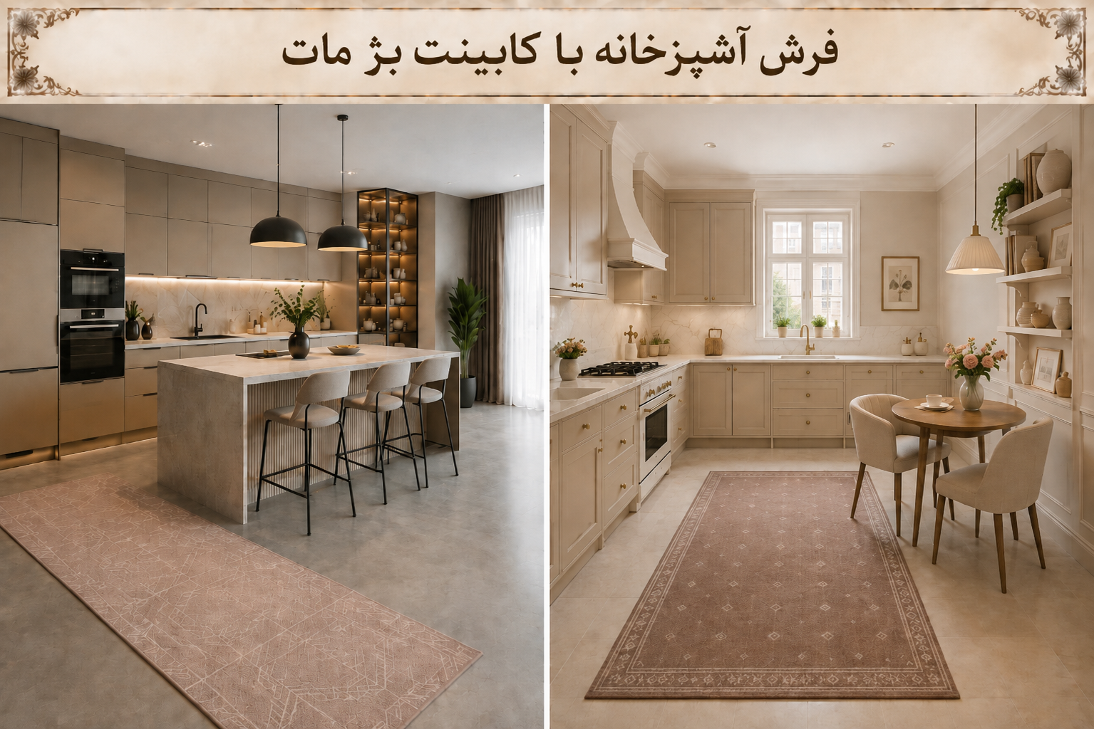 فرش با کابینت بژ