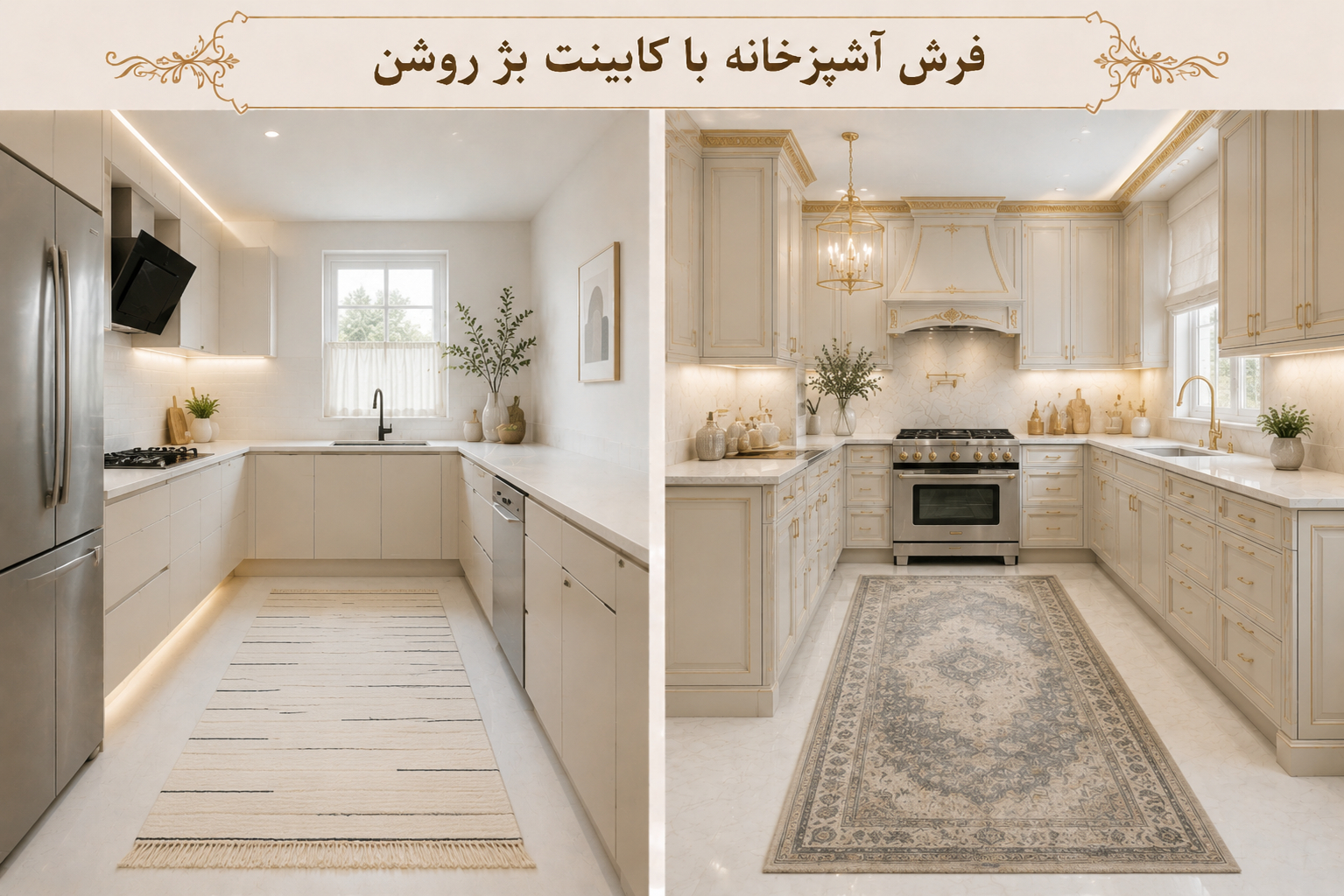 فرش با کابینت بژ