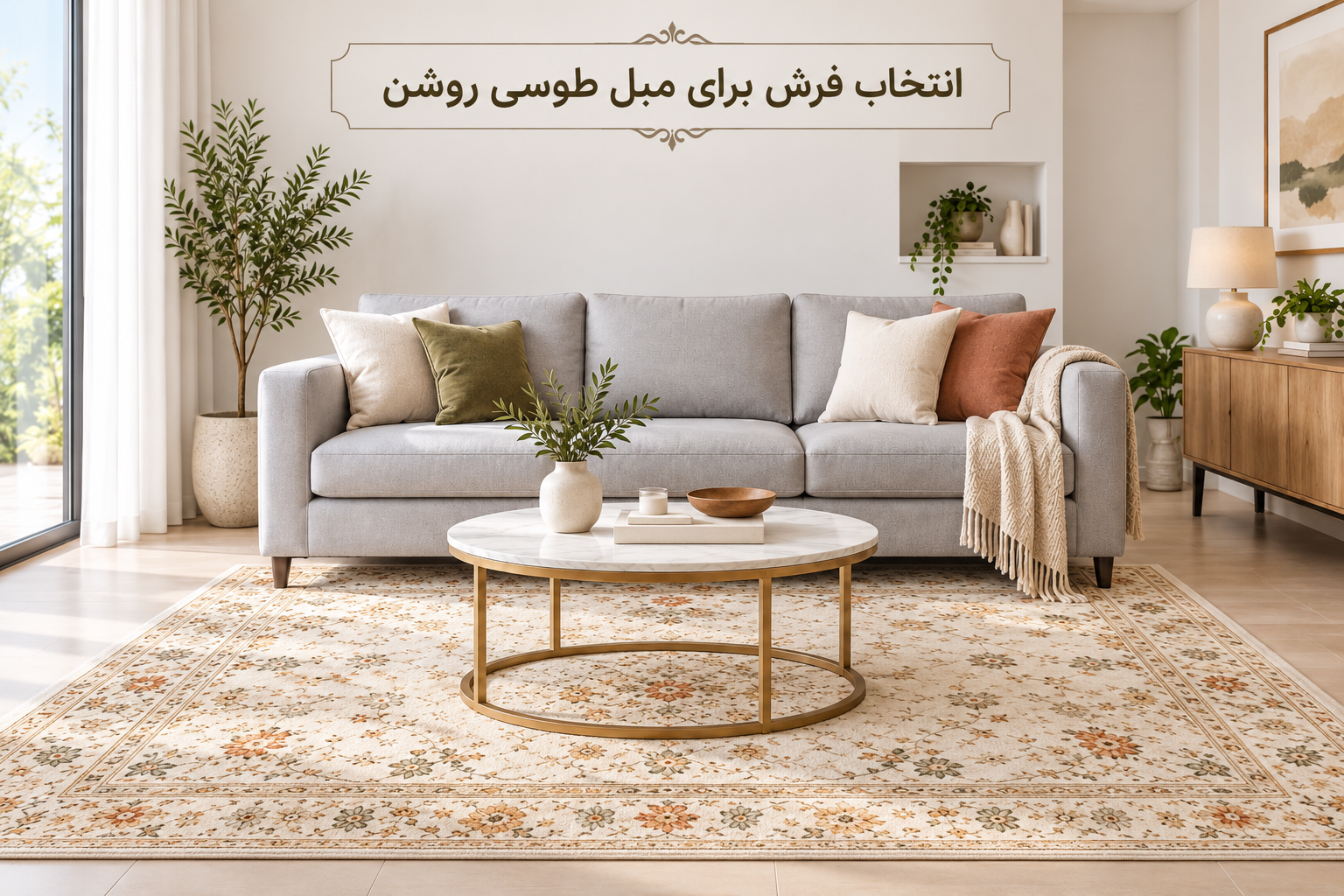 راهنمای انتخاب فرش مناسب برای مبل طوسی روشن و تیره