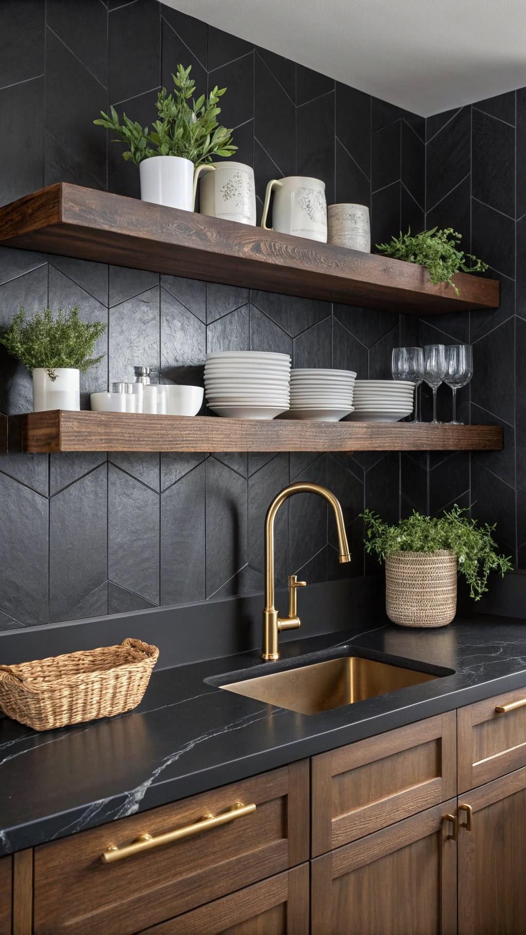 چیدمان و تزیین شلف های چوبی آشپزخانه