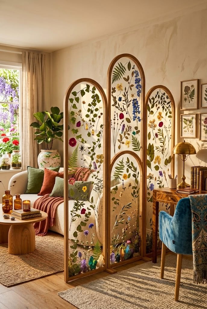 دیوار جدا کننده ترکیب چوب و شیشه
