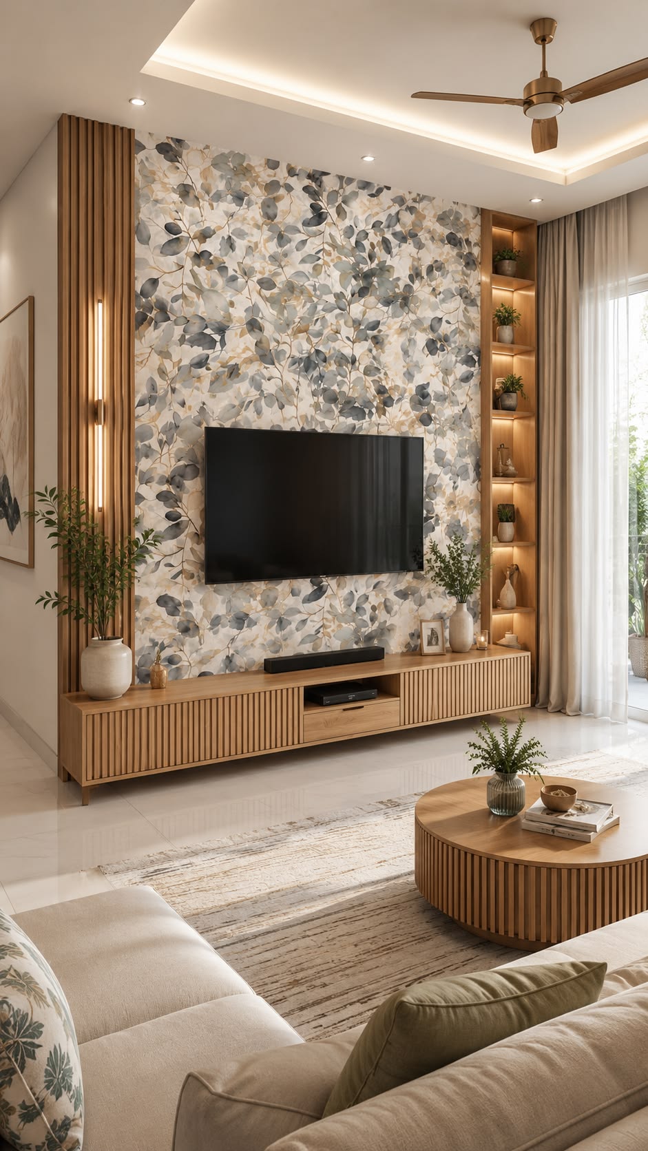کاغذ دیواری پشت تلوزیون