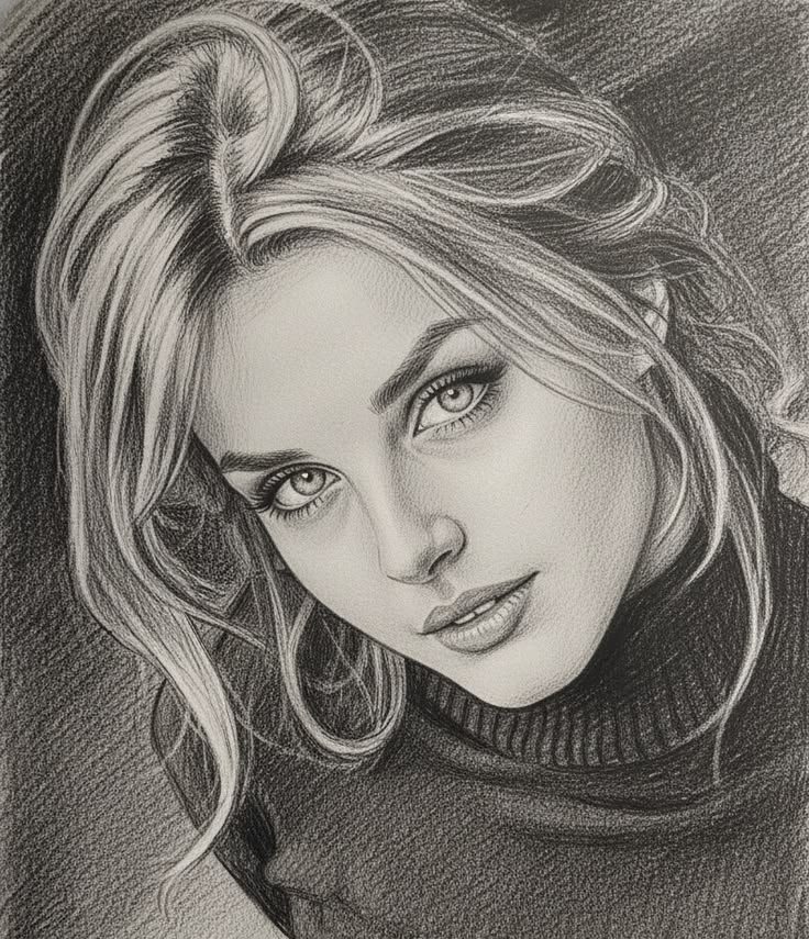 عکس نقاشی دختر سیاه قلم