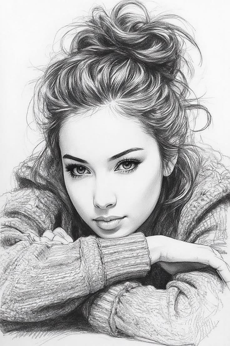 عکس نقاشی دختر سیاه قلم