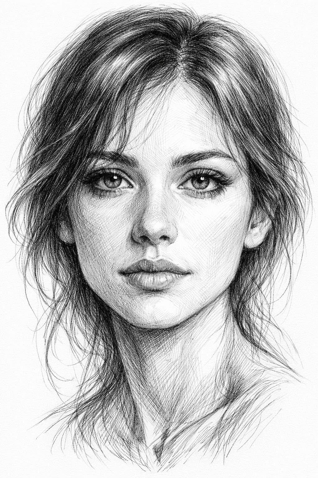 عکس نقاشی دختر سیاه قلم