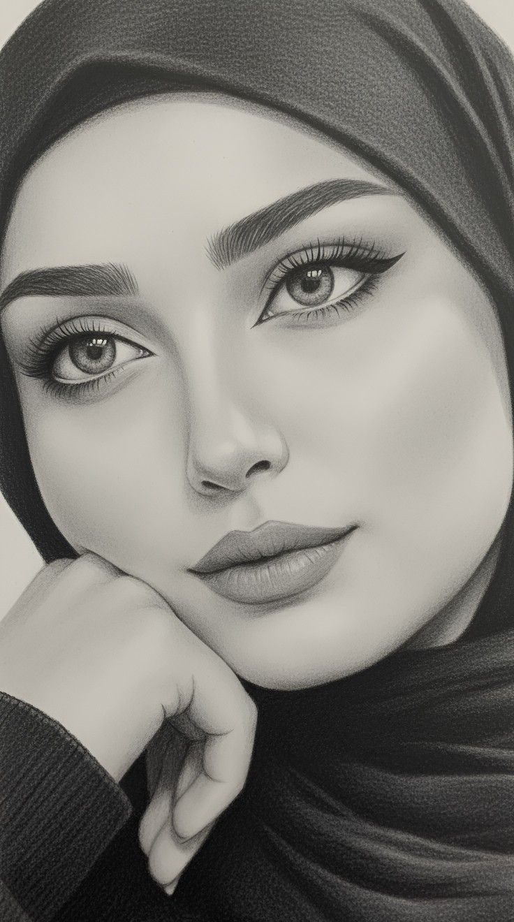 عکس نقاشی دختر سیاه قلم