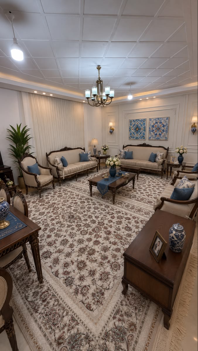 چیدمان پذیرایی مستطیلی