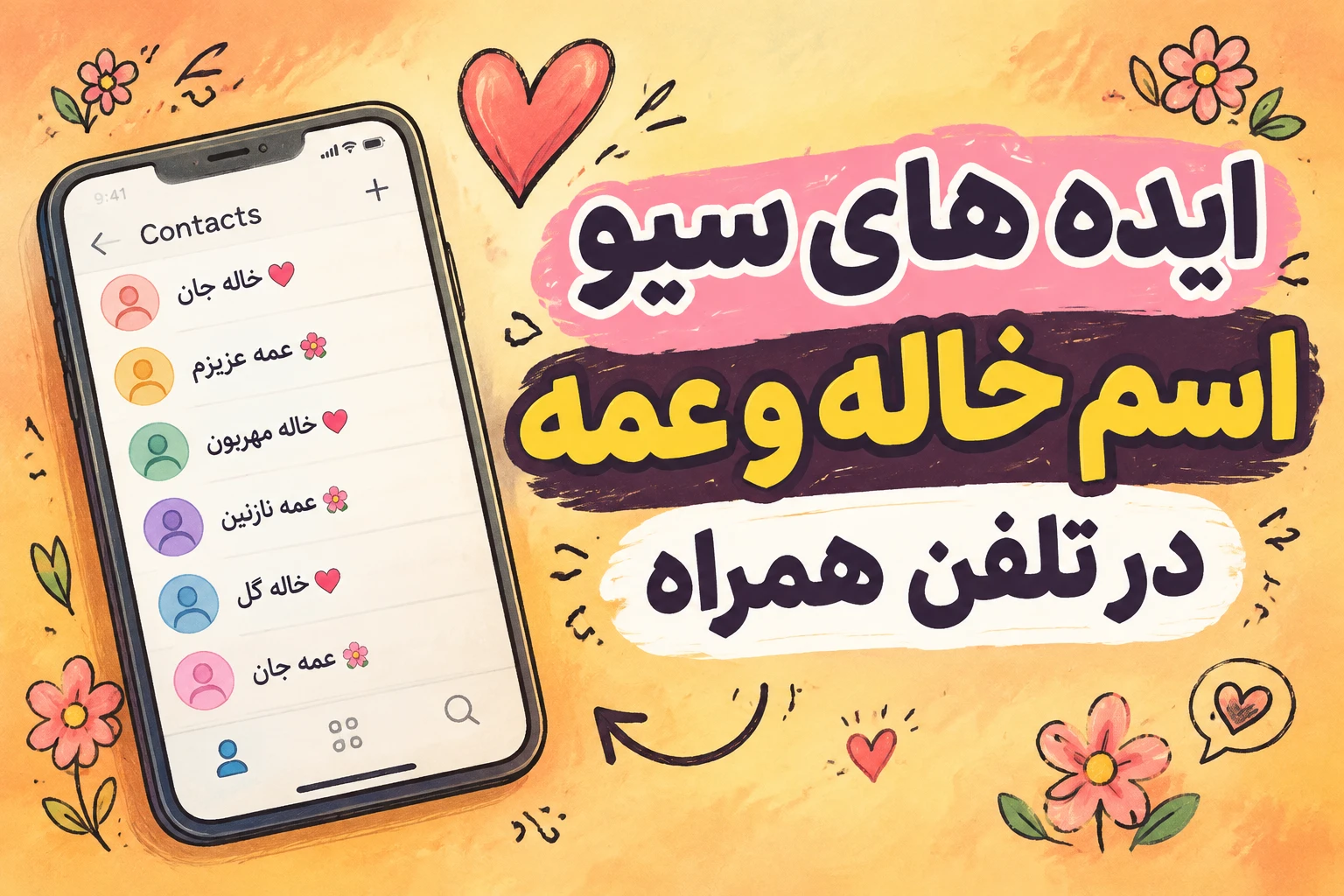 ایده ذخیره اسم خاله و عمه در گوشی