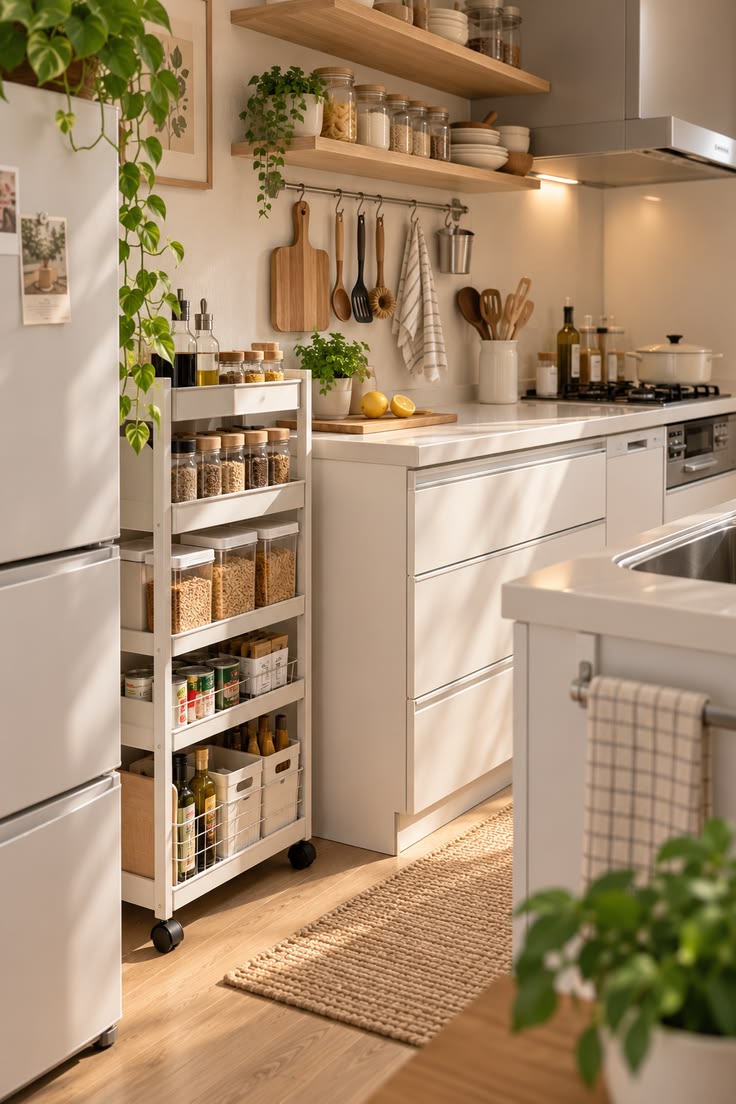 چیدمان آشپزخانه کوچک با کابینت کم
