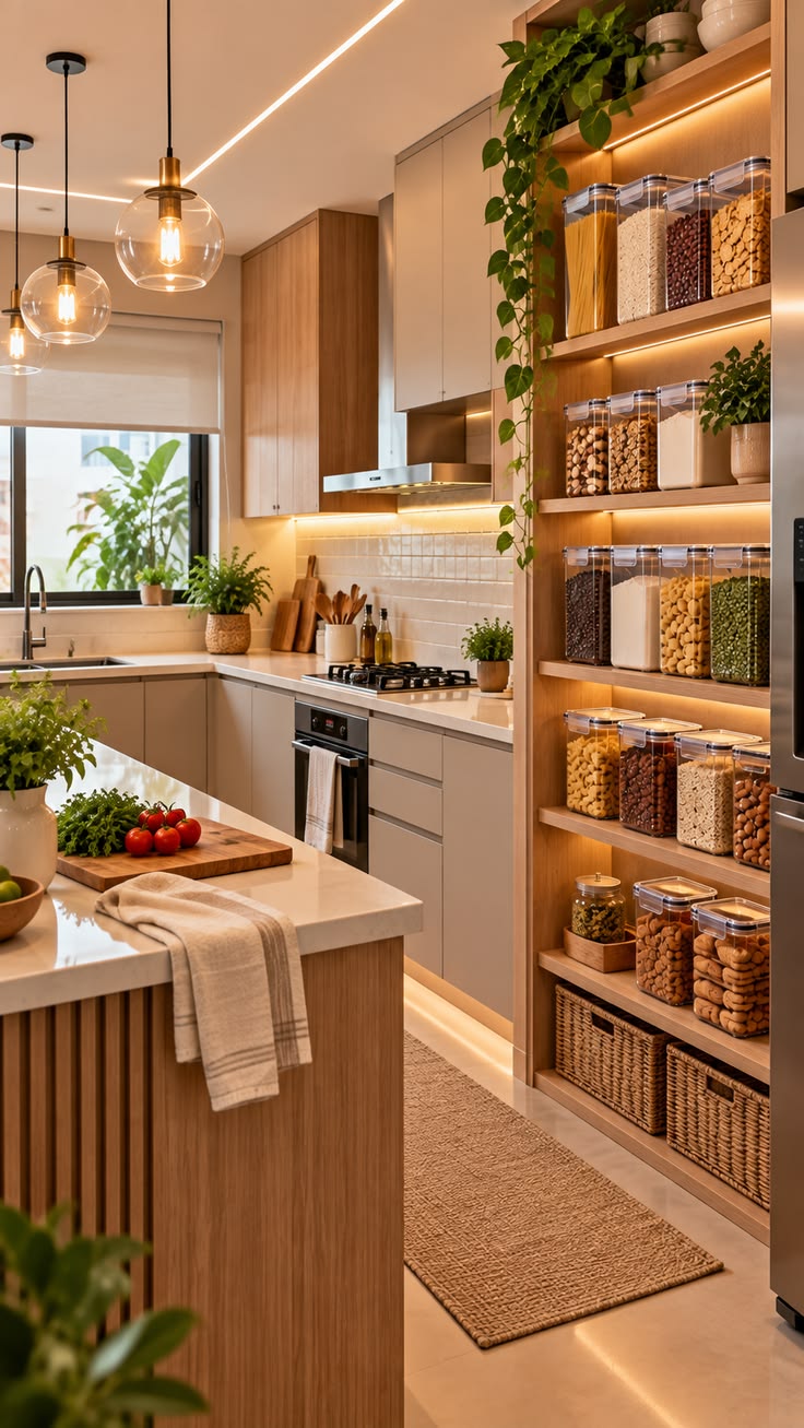 چیدمان آشپزخانه کوچک با کابینت کم
