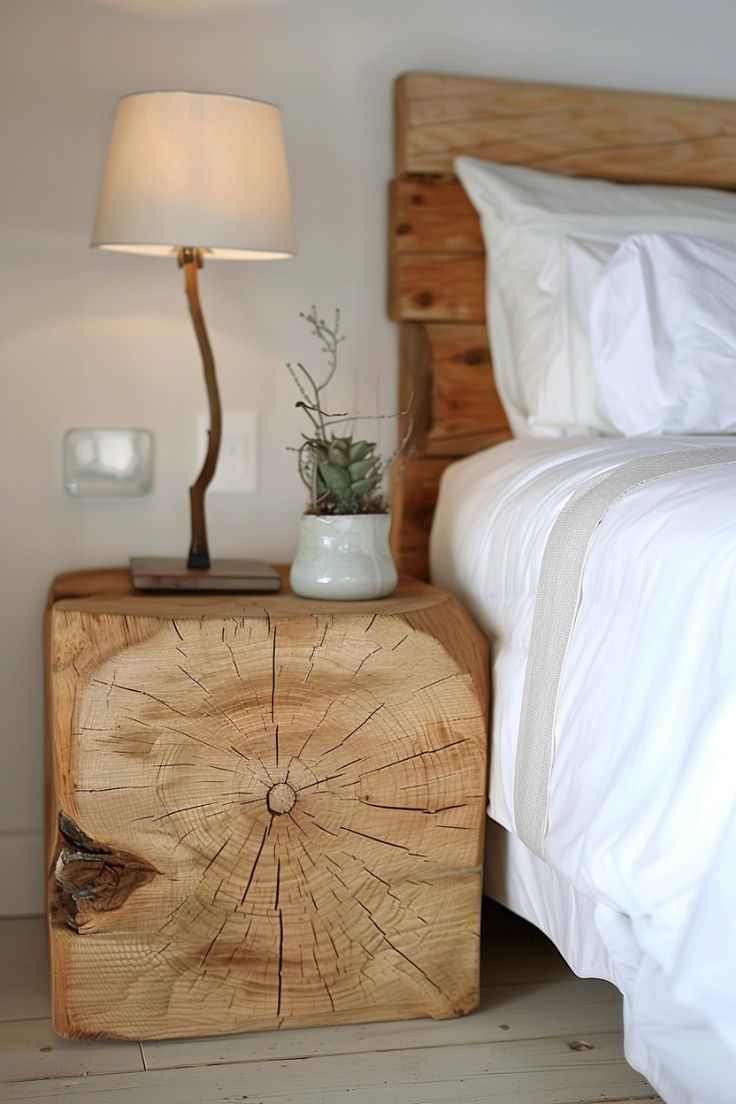 میز عسلی با تنه درخت