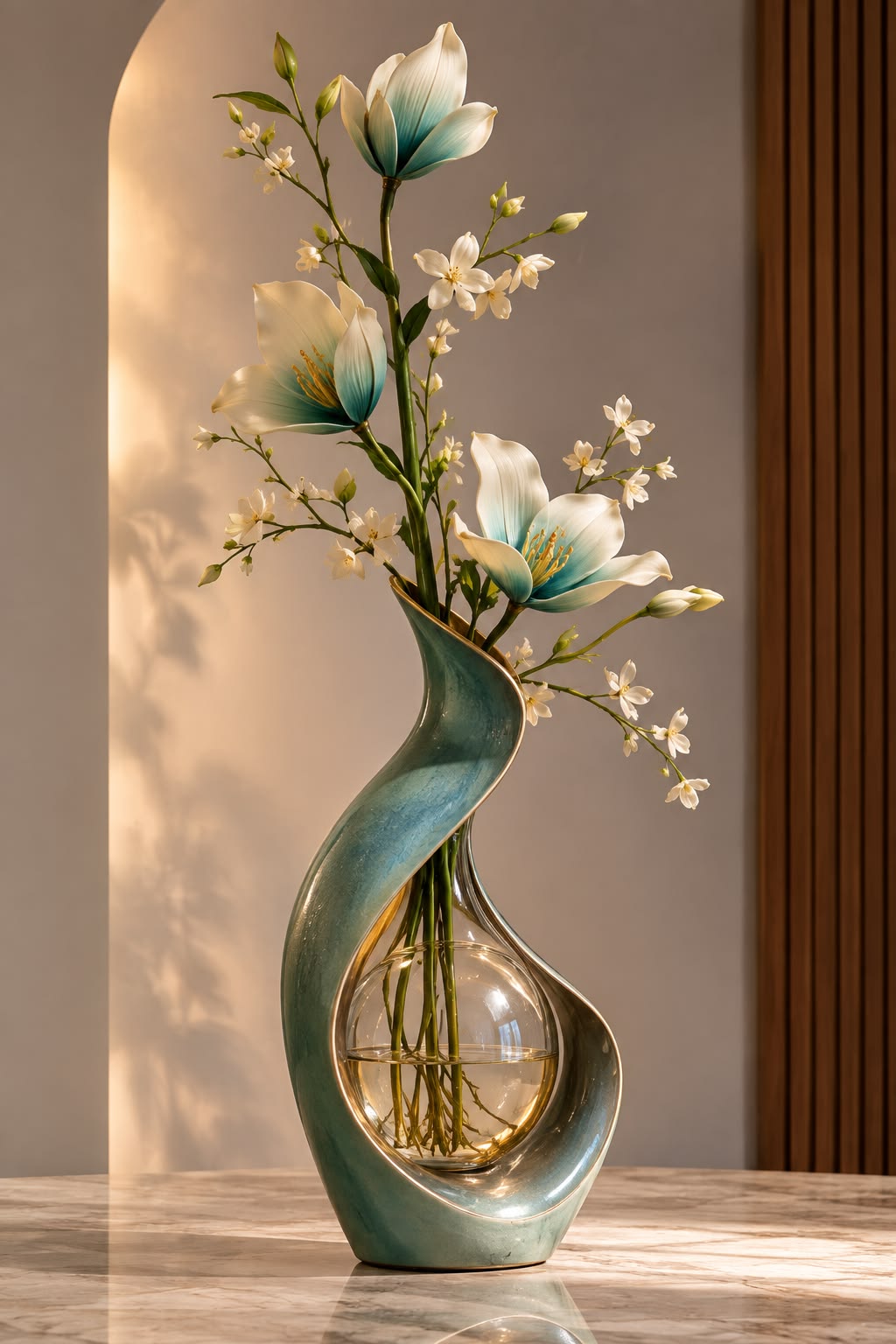 گلدان شیک گل و گیاه طبیعی