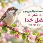 ‌معنی درس دوم فارسی پنجم شعر فضل خدا همراه با معنی کلمات و آرایه‌های ادبی