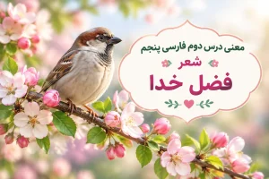 ‌معنی درس دوم فارسی پنجم شعر فضل خدا همراه با معنی کلمات و آرایه‌های ادبی