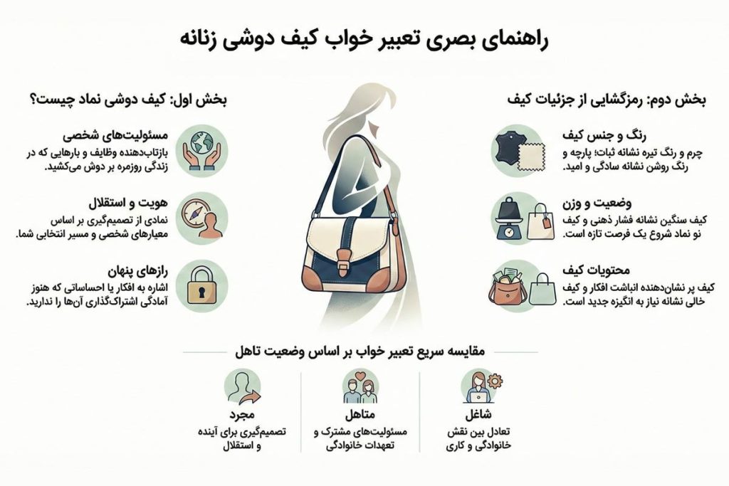 راز و رمز تعبیر خواب کیف دوشی زنانه در روانشناسی و ابن سیرین