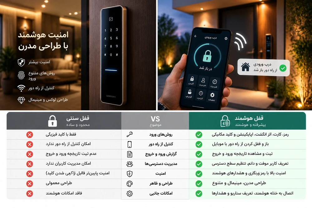 مقایسه قفل هوشمند و قفل سنتی