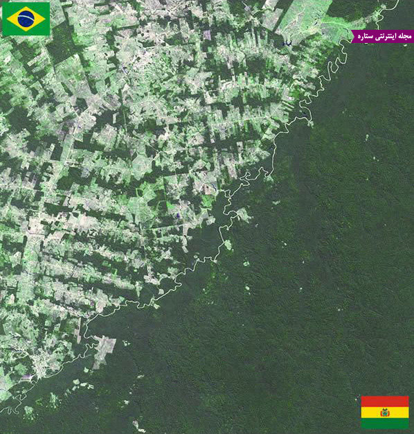 عکس ماهواره ای از مرز بولیوی و برزیل