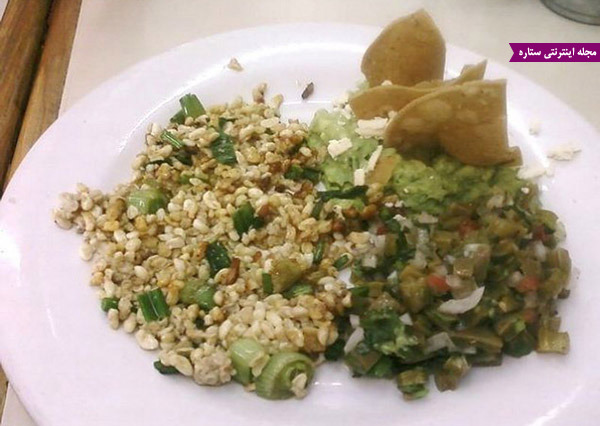 اسکامول مکزیکی - مخلوط لارو مورچه و سبزیجات - غذای مکزیکی