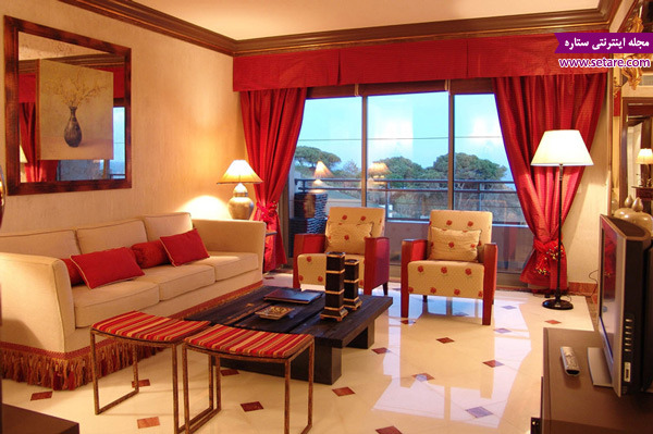 مناسب ترین رنگ ها برای دکوراسیون داخلی منزل - پرده و مبلمان قرمز - طراحی دکوراسیون قرمز