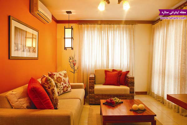 مناسب ترین رنگ ها برای دکوراسیون داخلی منزل - دکوراسیون داخلی با رنگ نارنجی - دیوارهای نارنجی منزل