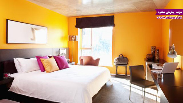 دکوراسیون اتاق خواب- مدل اتاق خواب- عکس اتاق خواب- رنگ نارنجی برای اتاق خواب