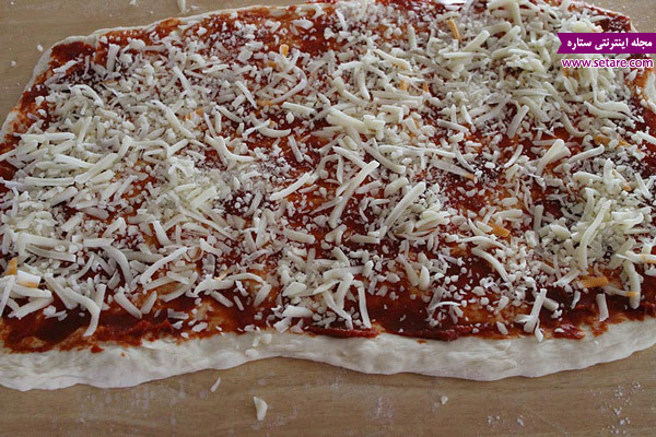 طرز تهیه رول پیتزا،پنیر پیتزا،خمیر پیتزا،پیتزا لقمه ای،پیتزا مخصوص
