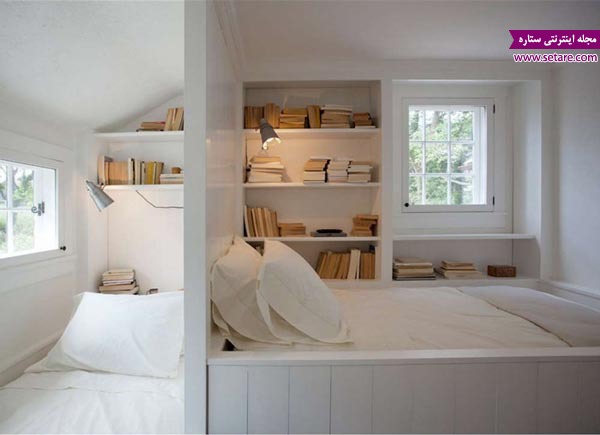 چند ایده جالب برای اتاق خواب‌های مشترک، کتابخانه