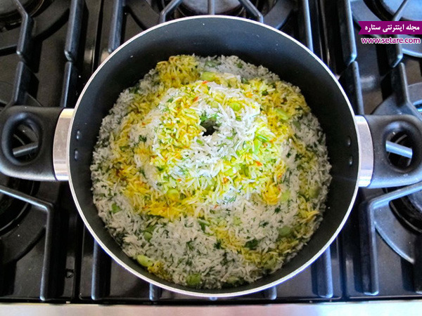  باقالی پلو مجلسی،خوراک ماهیچه،سبزی پلو،،طرز تهیه شوید باقلا پلو با خوراک ماهیچه مجلسی،برنج زعفرانی،ته دیگ