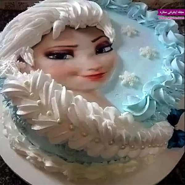نقاشی روی کیک تولد، ورق شکری،ملکه یخی،تزیین کیک تولد دخترانه