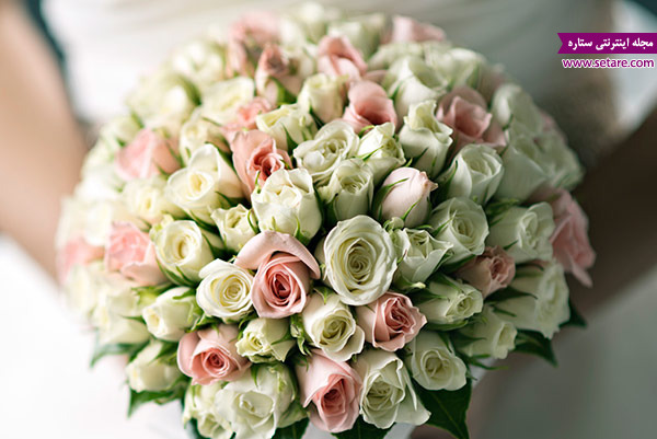 دسته گل زیبای عروس با گل رز