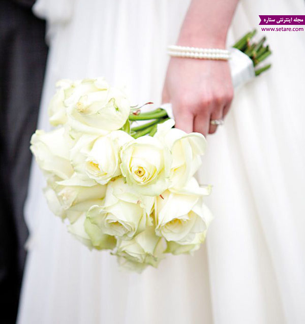 دسته گل مینیمال سفید عروس