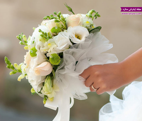 دسته گل زیبای سفید عروس