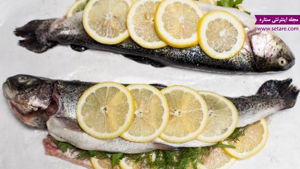  - دستور پخت ماهی قزل آلا شکم پر در فر - ماهی شکم پر - سبزی پلو ماهی