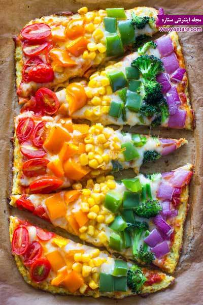 پیتزا سبزیجات بدون خمیر، پیتزا سبزیجات با گل کلم، پیتزا سبزیجات رژیمی، پیتزا سبزیجات مخلوط 