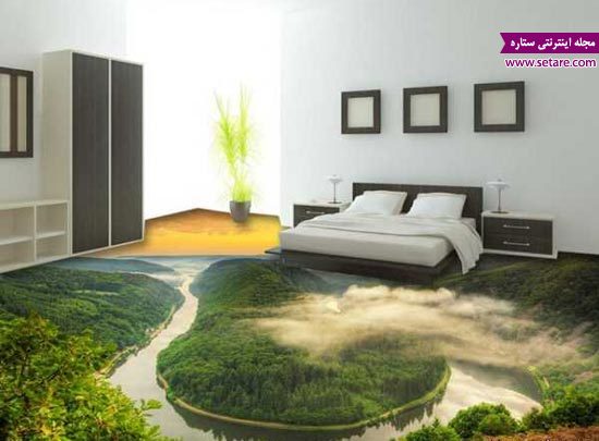 کفپوش اپوکسی - مدل کفپوش طرح جنگل - مدل کفپوش سه بعدی اتاق خواب