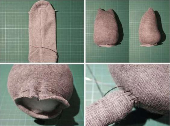 عکس روش ساخت عروسک گربه ای با جوراب