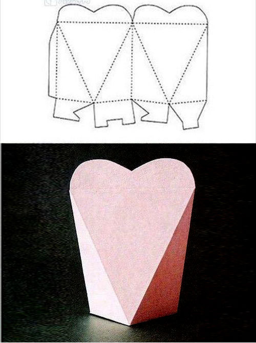 عکس الگوی ساخت جعبه کادوی قلبی