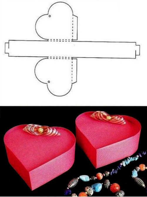 عکس الگوی ساخت جعبه کادو مدل قلب