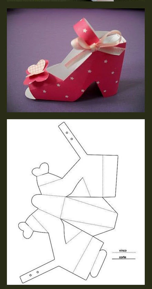 عکس الگوی ساخت جعبه کادو مدل کفش زنانه