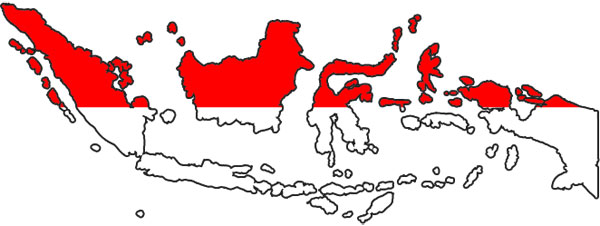 نقشه اندونزی - پرچم اندونزی